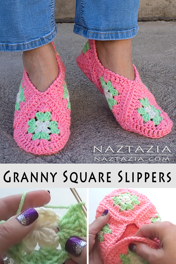 Crochet Granny Square Slippers and Soft Shoes for Feet