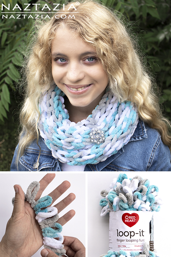 Finger Knit Loop Yarn Scarf and Knitting Projects using Loop It Yarn