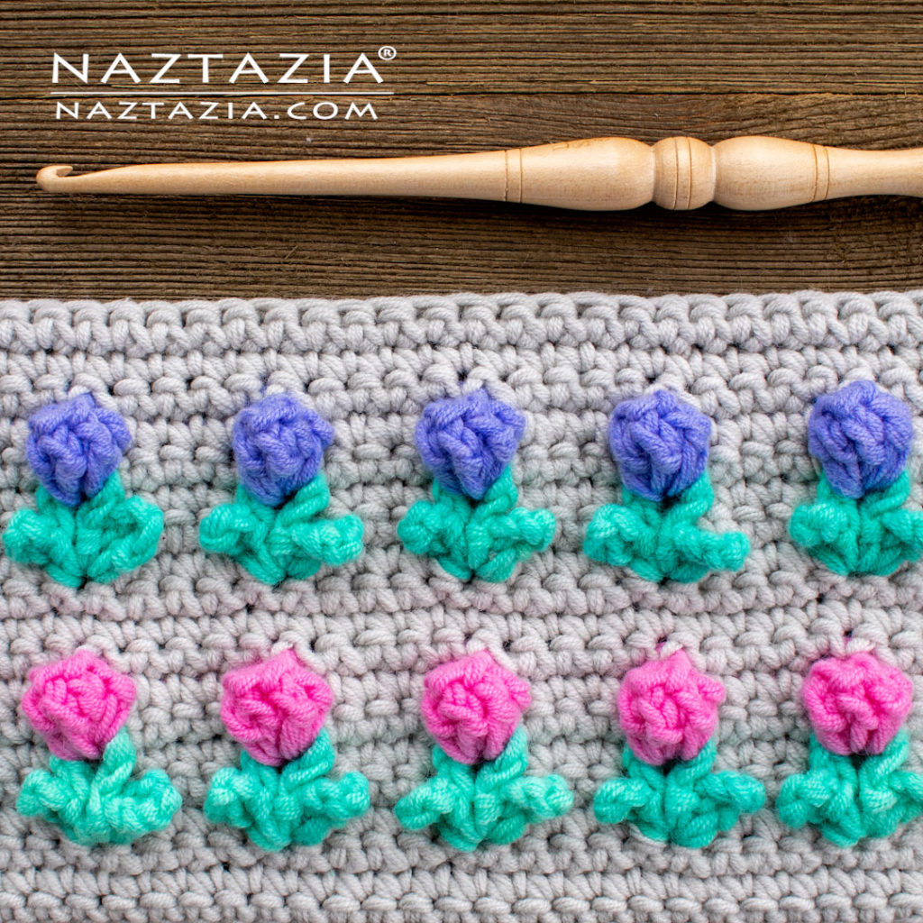 Crochet 3D Rose Bud Flower Stitch Pattern