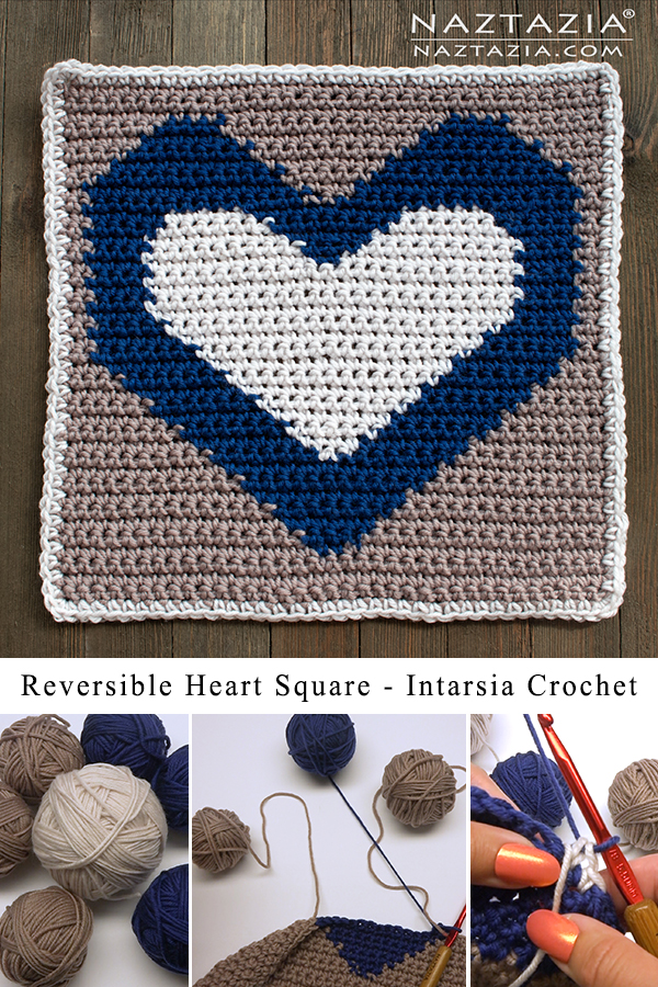 Crochet Reversible Heart Square for Picture Graph Chart Blanket and Graphghan